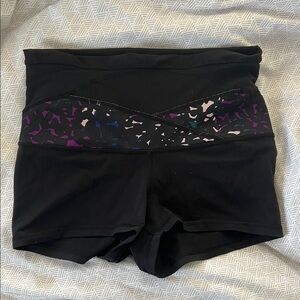 lululemon athletica Black Athletic Shorts with Multicolor Pattern